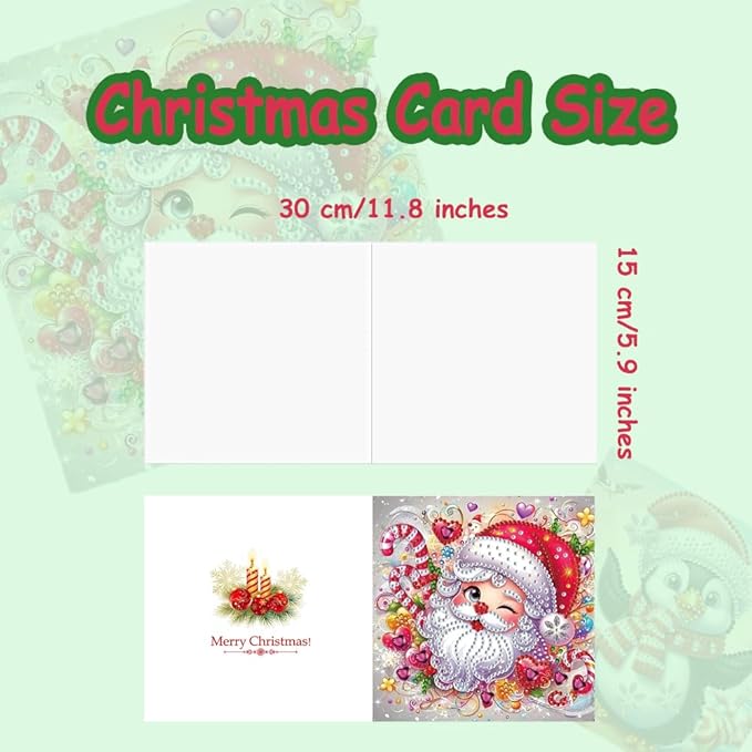 12-Pack 5D DIY Diamond Art Christmas Cards with Envelopes, Special-Shaped Diamond Painting Greeting Cards, Art Craft Kit, Creative Gift for Christmas