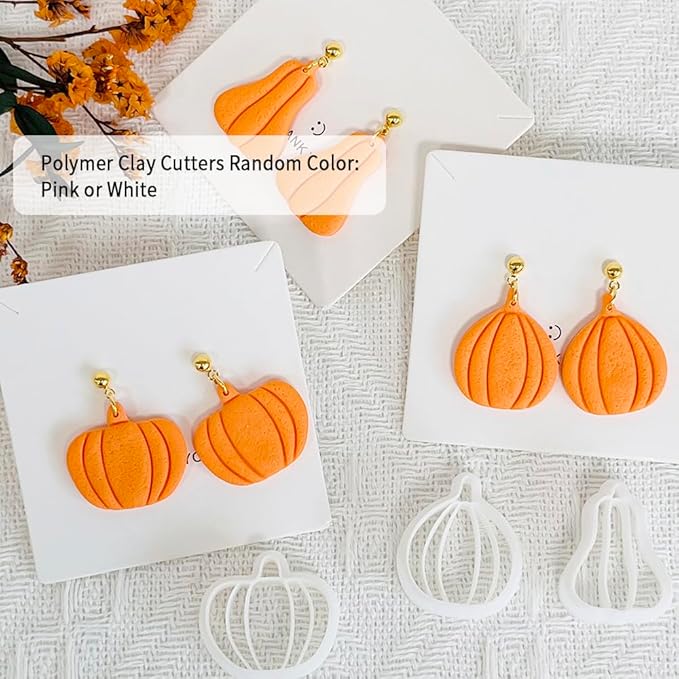 Xaekicr 3Pcs Halloween Pumpkin Polymer Clay Cutters Set – Fall Theme Clay Cutters for Earrings Making – Pumpkin Clay Tools for Polymer Clay Molds