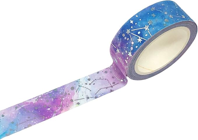 allydrew Gold and Silver Foil Washi Masking Tape, 15mm x 5M, Constellations