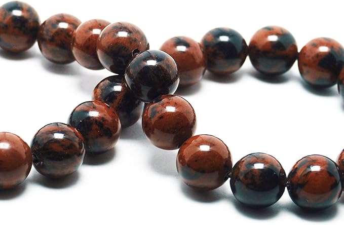 Natural Mahogany Obsidian Beads for Jewelry Making - Red Stone Beads Gemstone Beads for Bracelets, 8mm Crystal Beads Round Jasper Beads(44-47pcs, 8mm, Red Mahogany Obsidian)