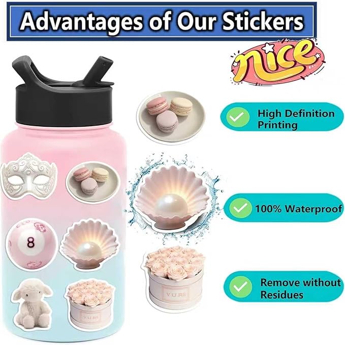 200Pcs Vintage Aesthetic Stickers, Coquette Stickers, Cute Y2K Sticker for Scrapbooks Laptop Water Bottles Skateboard Notebooks Phone Kindle, Waterproof Vinyl Sticker for Teens Adults