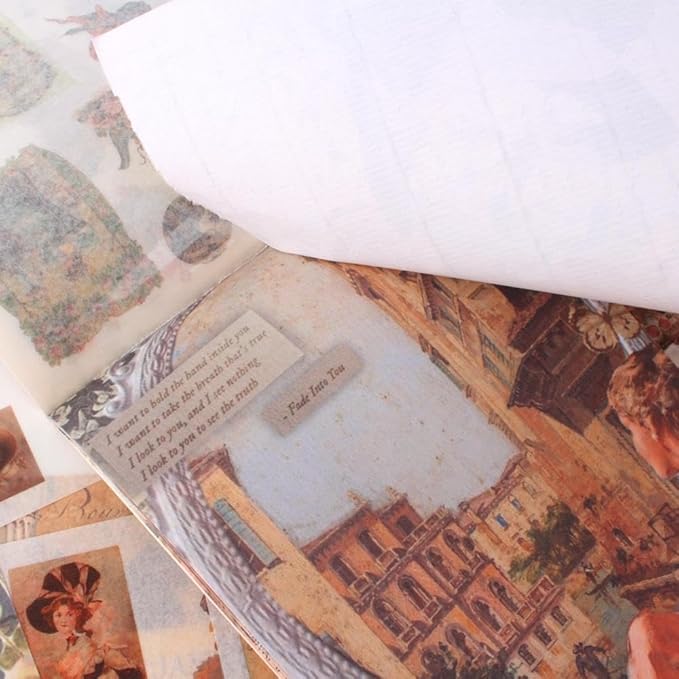 50 Sheets Victorian Journaling Stickers and Collage Paper, Ephemera Book for Junk Journals Supplies, Scrapbooking, 30 Sheets Pre-Cut Washi Stickers, 20 Decorative Background Papers
