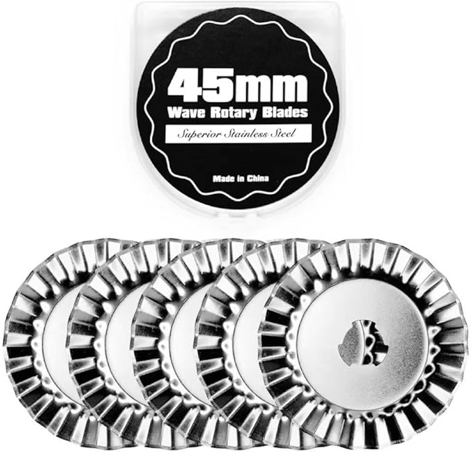 Headley Tools 45mm Medium Wave Rotary Blade(Pack of 5) Pinking Blade for Quilting,Scrap Booking,Leather,Vinyl etc (Quantity 5pcs,45mm Wave) W5 Medium