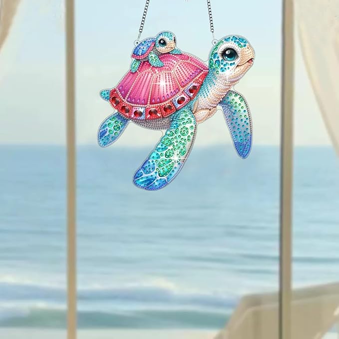 Muzagroo Art Diamond Art Kits for Adults, 5D Diamond Painting Kits for Beginners, DIY Special Shaped Diamonds Art Hanging Ornament for Windows 2 PCS Animals Diamond Pendant (Octopus)
