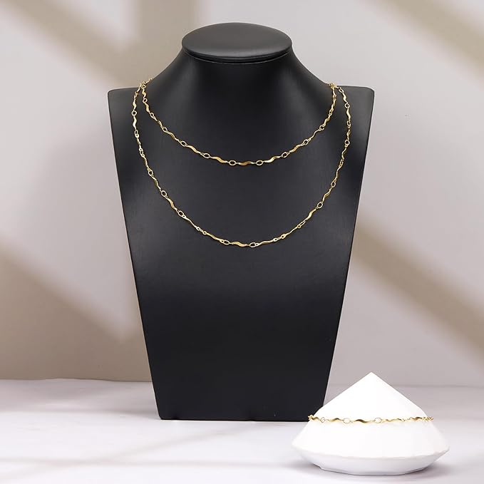 5 Meters Chains for Jewelry Making Stainless Steel Stick Chain Bulk for Women and Men Necklace DIY Chain Roll