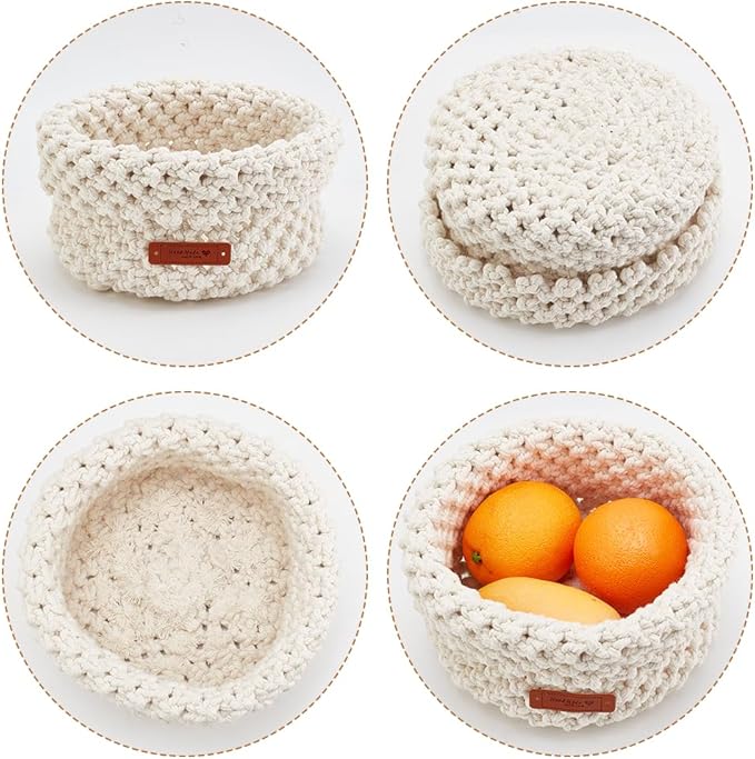 FREEBLOSS Macrame Basket Kit - DIY Macrame Kit with Video Tutorial and 100m Cotton Cord for Storage and Crafting