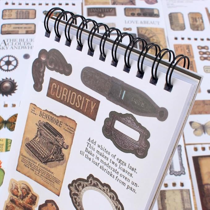 50 Sheets Precut Dark Academia Washi Stickers Book for Journaling, 604PCS Vintage Scrapbook Stickers, Ephemera for Junk Journal Supplies, Scrapbooking, Bujo, Collage, Adults Crafts Arts