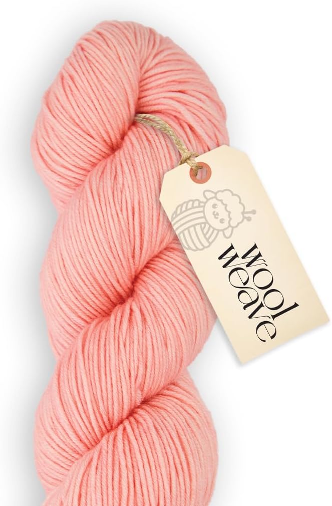 Superwash Merino Wool Yarn for Knitting & Crocheting - Premium Hand Dyed Coral Blush Yarn, 100gr, 240 Yards, Dk Weight - Luxurious, Soft & Durable