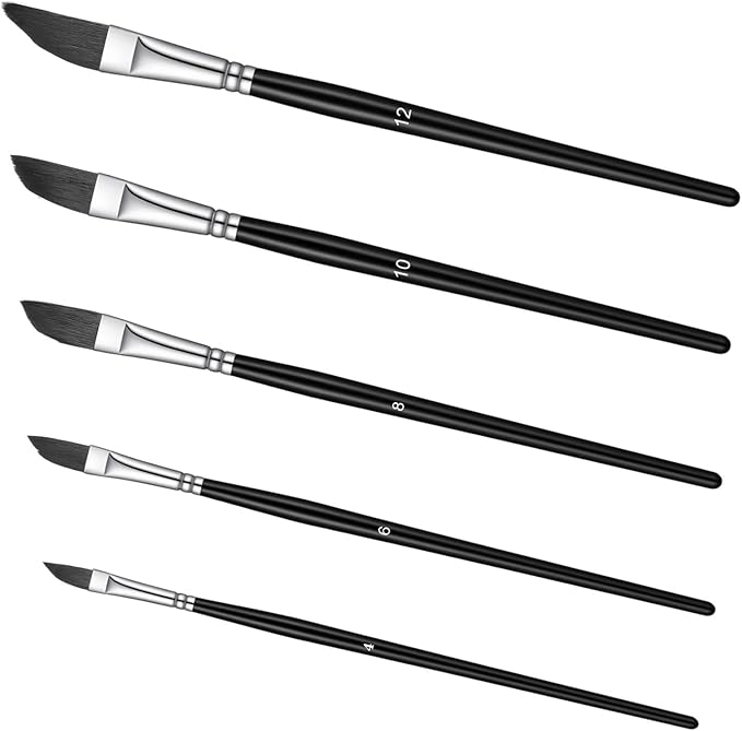 Sibba 5PCS Pinstriping Brush Set Professional Dagger Striper Brush Oil & Watercolor Striping Detail Paint Brushes, Art Paintbrushes Texture Brushes for Acrylic Painting, Fine Lines, Paint by Number