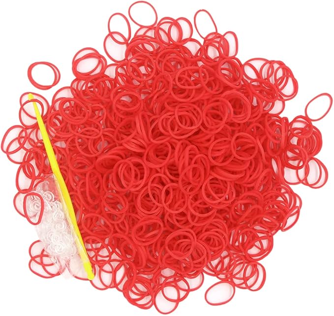 Salome Idea 3000Pcs Loom Rubber Bands Refill Kit, Includes 75 S-Clips & 5 Hooks, Premium Rubber Band Bracelet Making Supplies for Kids DIY Crafting Gift (Red)