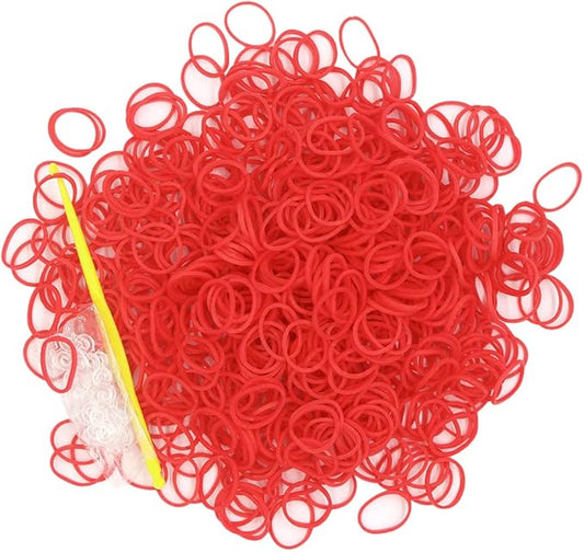 Salome Idea 3000Pcs Loom Rubber Bands Refill Kit, Includes 75 S-Clips & 5 Hooks, Premium Rubber Band Bracelet Making Supplies for Kids DIY Crafting Gift (Red)