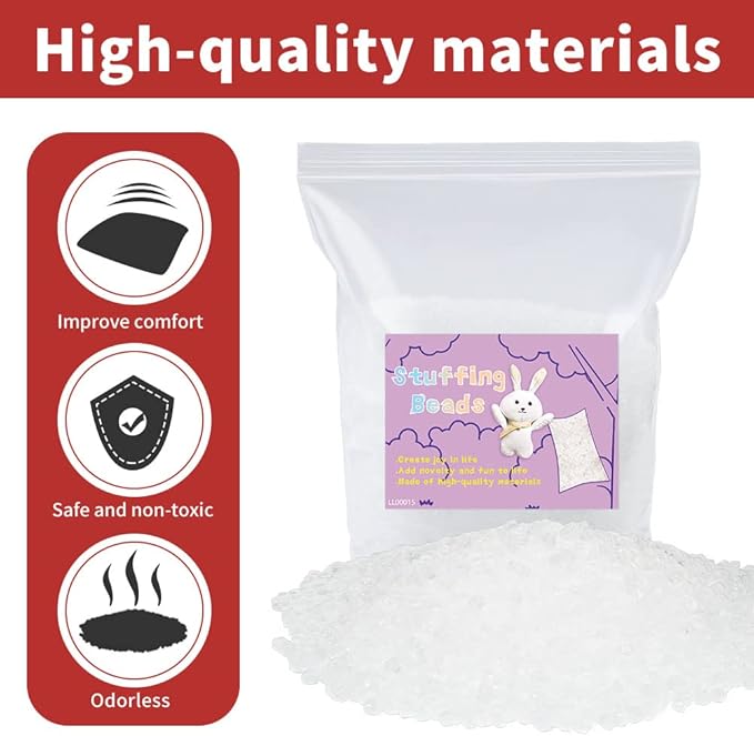 FTEVEN 1.54 LB Stuffing Beads, Premium Plastic Weight Stuffed Beads, Polyethylene Filler Bead, Transparent Stuffing Bead for Filling Bean Bags, DIY Crafts