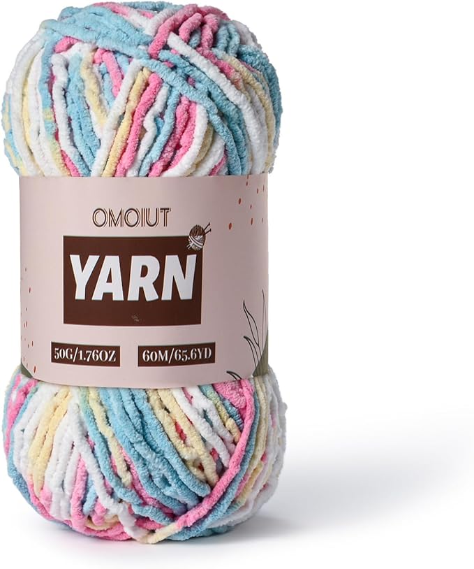 Plush Chenille Chunky Crochet - Baby Crochet Yarn Soft Velvet for Knitting Blankets Crafts - Fluffy Amigurumi Yarn 50g / 65.6yd (Candy Color)