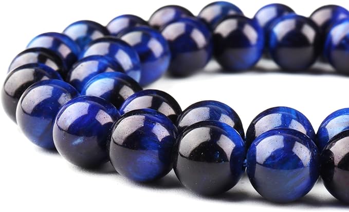 Natural Stone Round Crystal Beads - Lapis Lazuli Tiger Eye (34-37pcs, 10mm)
