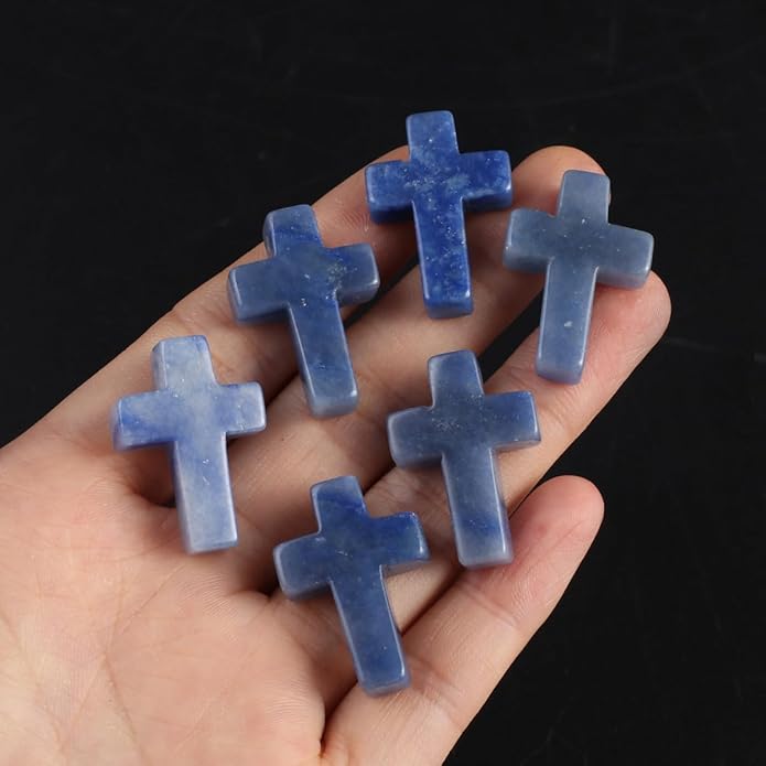 LE SKY 4 Pcs Natural Stone Pendants Cross Shape Healing Crystal Agate Stone for Jewelry Making Necklace