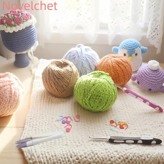 Plush Crochet Yarn for Beginner, 10 Assorted Colors Fluffy Blanket Yarn for Amigurumi and Crocheting 17.6Oz/87.5yds