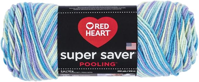RED HEART Super Saver Yarn, Pooling - Stillwater, 9.5 x 3.5 x 3.5