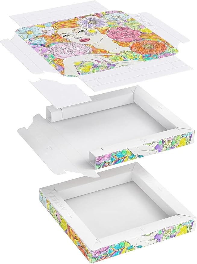 ARTEZA Adult Coloring Book, Portrait Illustrations, 30 Sheets, 10x11.5 Inches, DIY Coloring Pages Fold into 6x6 Inches Frames, 215 lb Paper