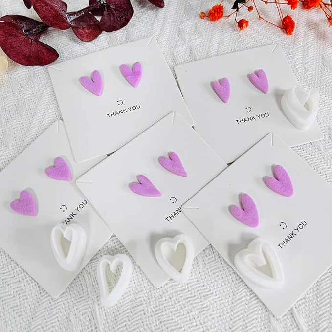 Xaekicr Heart Shape Polymer Clay Cutters Set – 10PCS Clay Earring Cutters for Polymer Clay Jewelry Making, Valentines Day Clay Tools and Molds for DIY Crafts