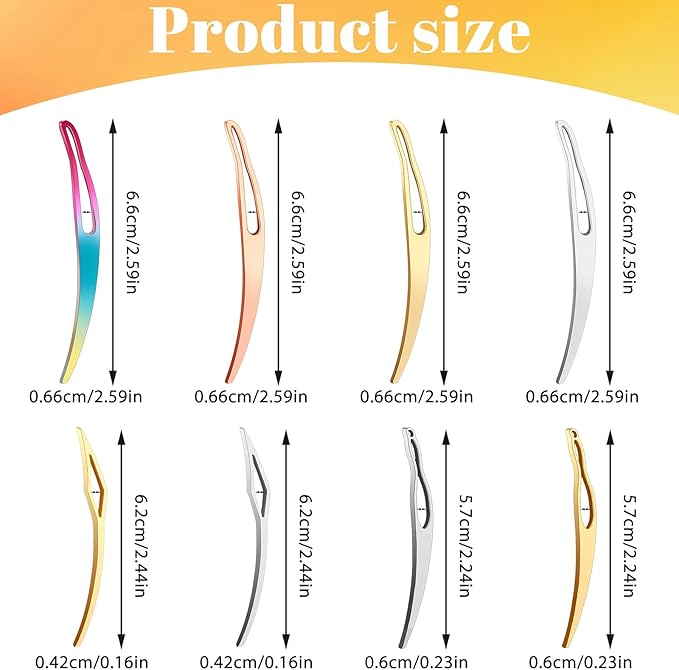 8Pcs Sisterlock Retighten Tool, Loc Crochet Needle for Dreads, Silver Dreadlock Tool for Hair Repair Dreadlock Tightening （Gold, Multicolor, Rose Gold, Silver）