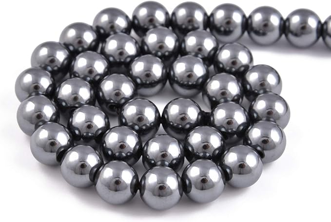 45pcs 8mm Natural Black Hematite Gemstone Round Spacer Loose Stone Beads for Jewelry Making 15.5" 1 Strand (Black Hematite, 8mm 45Beads)