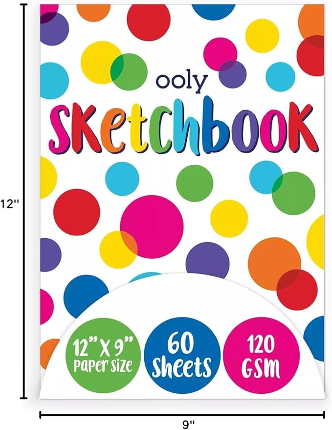 OOLY Chunkies 12" x 9" Thick Paper Sketchbook Pad - 60 Pages per Pad, 120 GSM / 32 LB Paper for Drawing, Artwork, Perfect with Chunkies Paint Sticks for Toddlers