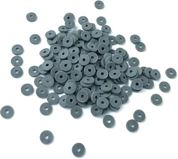 2000pcs Heishi Vinyl Beads Flat Round Polymer Clay Spacer Beads for Making Bracelet Necklace Earring Accessories DIY Handmade Craft(Dark Gray, 6mm)