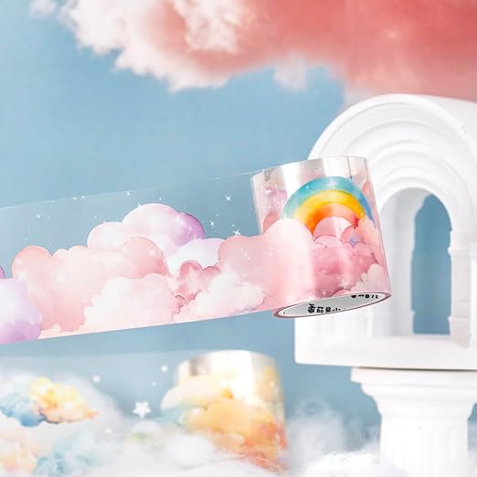 Dreamy Cloudscape PET Tape Set, 6 Rolls of Sky-Themed Stickers for Scrapbooking, Junk Journaling, DIY Crafts, and Art Supplies
