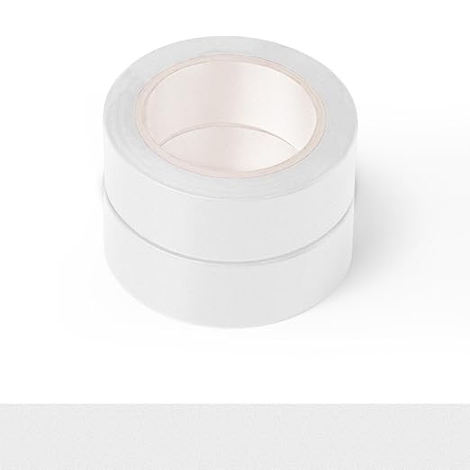 2Pack Pure White Washi Tapes, Self-Adhesive Decorative Masking Tape, Decor Journals Scrapbooks Planners DIY Crafts Gift