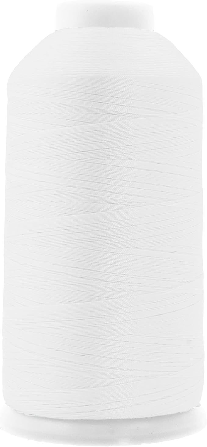 Mandala Crafts Size 346 210D T350 Bonded Nylon Thread - White 415 YDs Tex 350 Heavy Duty Sewing Threads for Leather, Jeans, Weaving, Outdoor Marine Upholstery