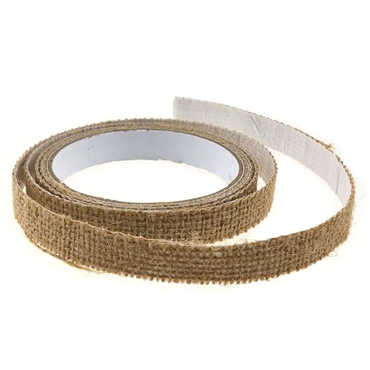2pcs Self Adhesive Jute Tape 1.5cm/0.59Inch 6.56 Feet Natural Hemp Ribbon Trim Adhesive Tape Sticker