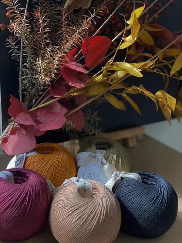 About Strings Totally Cotton Yarn - GOTS Certified Organic DK Weight - Luxuriously Soft, No Splitting - Perfect for Baby, Amigurumi, Knitting & Crochet - (200g/468 Yards) 100g/Ball (Olive)