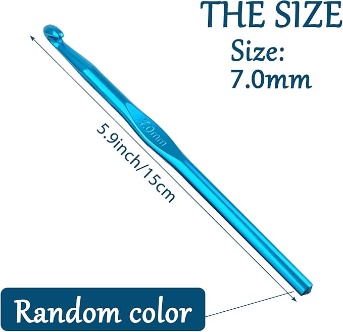 7 mm Crochet Hook, Crochet Needles for Yarn, Aluminum Ergonomic Crochet Hooks for Craft Beginners