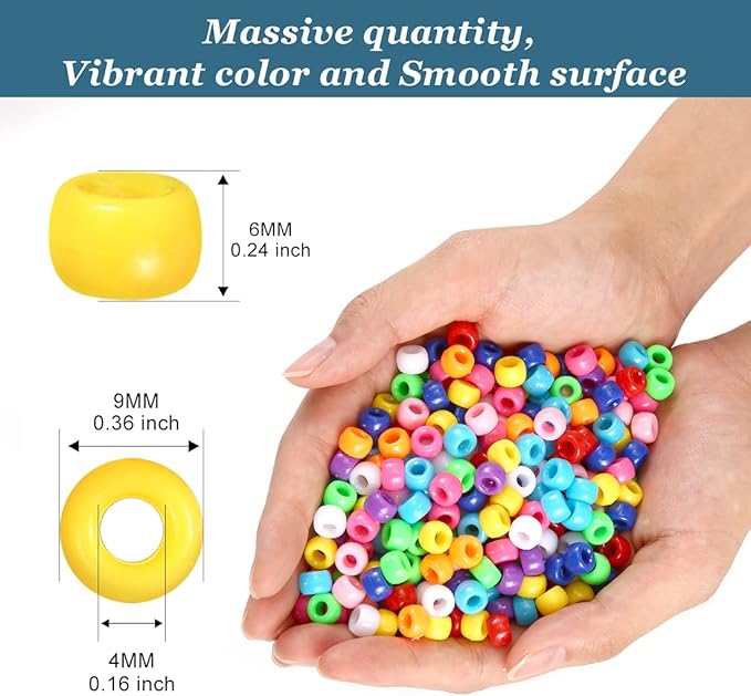 3000+ pcs pony beads, multi-colored bracelet beads for hair braids, plastic bead for crafts (large pack, classic)…