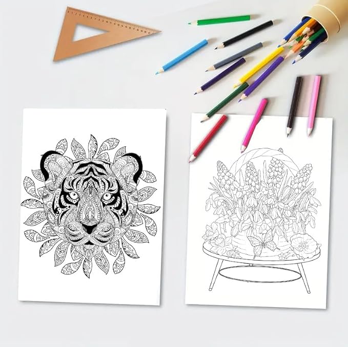 Ilyever 3 Pack Adult Stress Relief Coloring Book,60 Page Mandalas,Animal & Flower Patterns,Spiral Bound Women Coloring Books for Mindfulness & Relaxation for Christmas,Birthday&Holiday Party Gifts