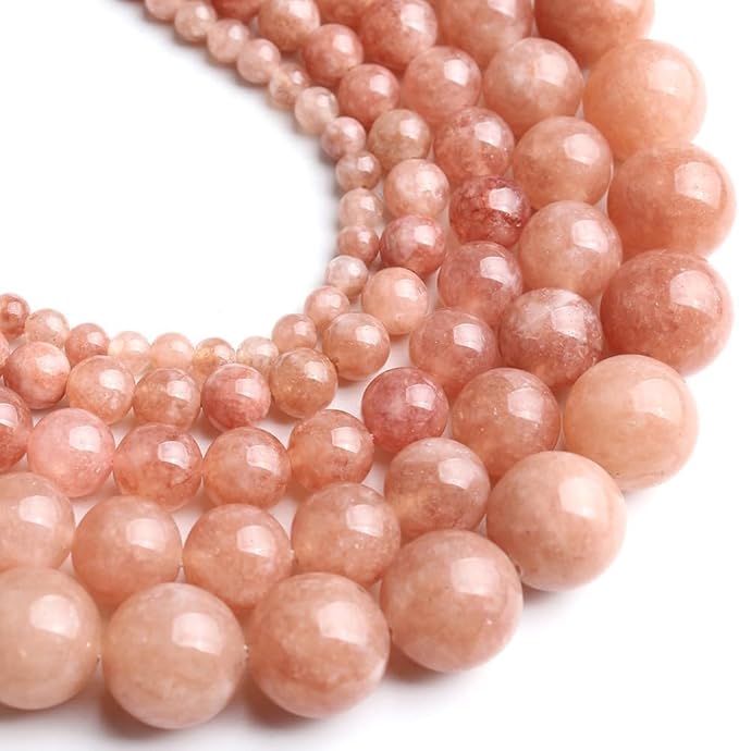 Stone Beads, 60pcs Sunstone, 6mm Round Loose Beads for Jewelry Making, Bracelets, with Bag, String & Card
