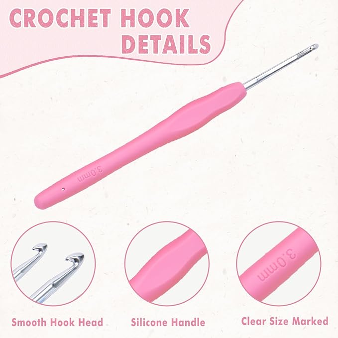 TOGETRUE Crochet Hooks, 12 Size Soft Grip Crochet Hooks Set, Crochet Needles with Storage Case, Knitting Needle Kit for Beginners, Knitting Enthusiasts (2.0~8.0mm)