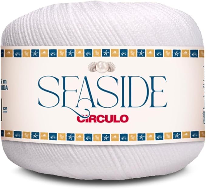 CIRCULO Seaside Yarn, Perfect for Beachwear, Bikinis & Cover-Ups, Quick-Drying & Lightweight, Fingering Weight, 100% Polyamide, 180.4 yds, 50g (8001 - White)