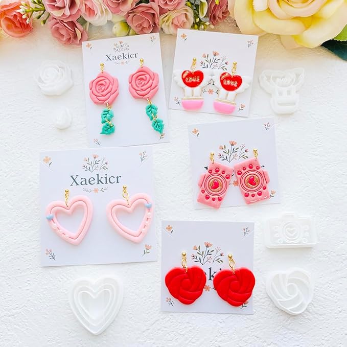 Valentine’s Day Polymer Clay Cutters Set – Romantic Polymer Clay Molds, Clay Cutters, Clay Earring Cutters, Clay Tools