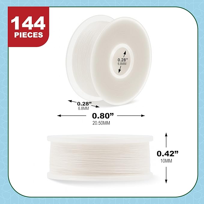 Mandala Crafts 144 Off White SA156 Prewound Bobbins for Singer Sewing Machine -15J SA156 Prefilled Bobbin Thread for Brother Sewing Machine and Embroidery