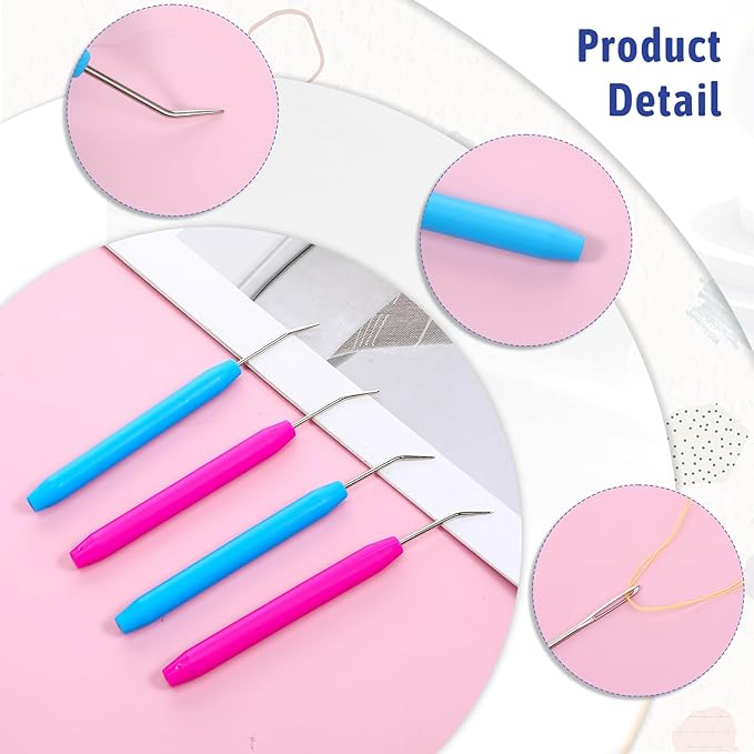 4pcs Knitting Loom Hooks Loom Knit Hook Set Colorful Knitting Loom Hook Tool and 9 pcs Steel Large-Eye Sewing Needles for Knitting Looms Knitting Boards Knitter and Crocheter