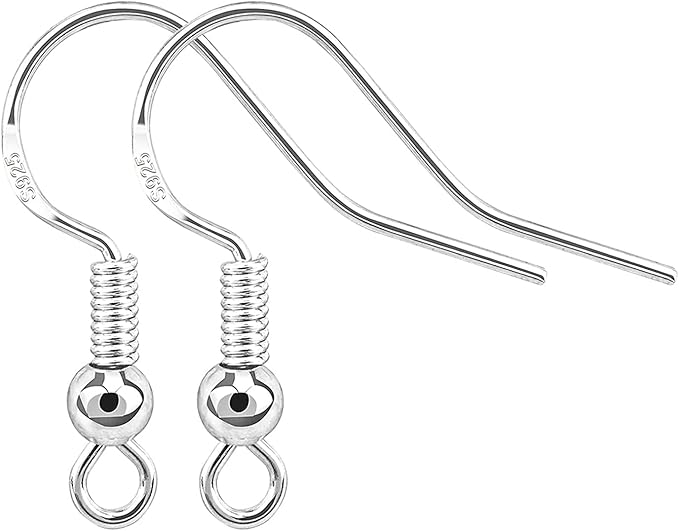 beadnova 925 sterling silver earring hooks 12pcs earring findings kits with backs fish hook ear wire for jewelry making diy ear post supplies (12pcs earwires and 12 pcs backs)