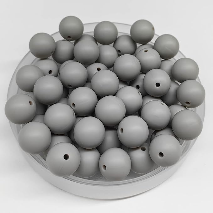 60Pcs 15mm Round Rubber Silicone Bead Bulk Loose Beads Gorgeous Making Kit for Keychain Tassels Necklace Bracelet Jewelry DIY Crafts Making