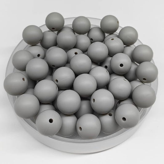 60Pcs 15mm Round Rubber Silicone Bead Bulk Loose Beads Gorgeous Making Kit for Keychain Tassels Necklace Bracelet Jewelry DIY Crafts Making