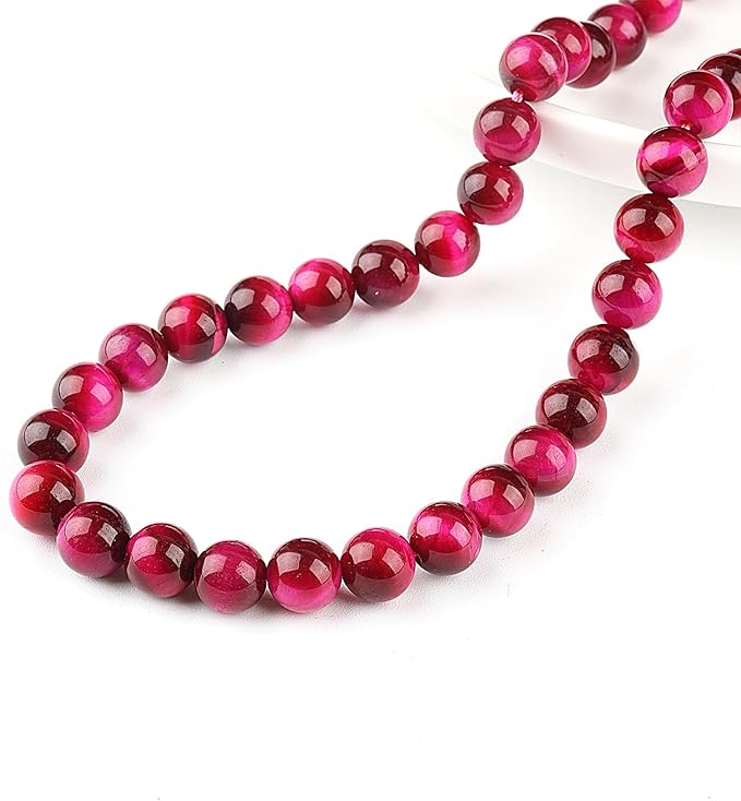 Natural Stone Beads Gemstone Beads for Jewelry Making - Crystal Beads for Bracelets, 6mm Beads Round Loose Beads(59-62pcs, 6mm, Pink Tiger Eye)