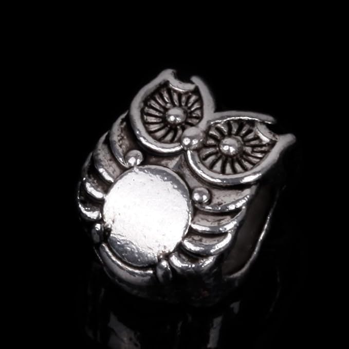 RUBYCA 30pcs Tibetan Silver Tone Spacer Beads Fit European Charms Bracelet Wonderful Owl Design