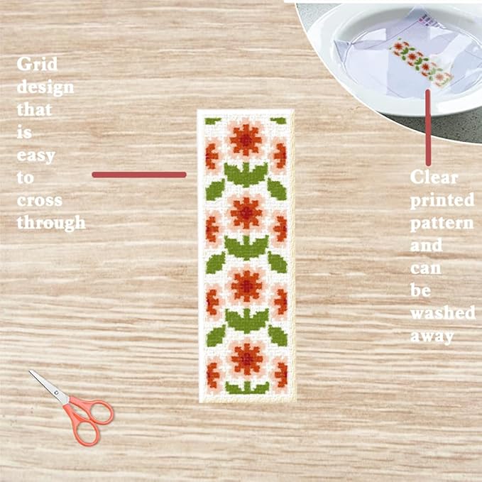 FREEBLOSS 6 Set Bohemian Cross Stitch Bookmark Kit, Geometric Pattern DIY Bookmarks Cross Stitch Kits for Beginners, Stamped Embroidery Bookmarks, Cross Stitch Kits for Adults