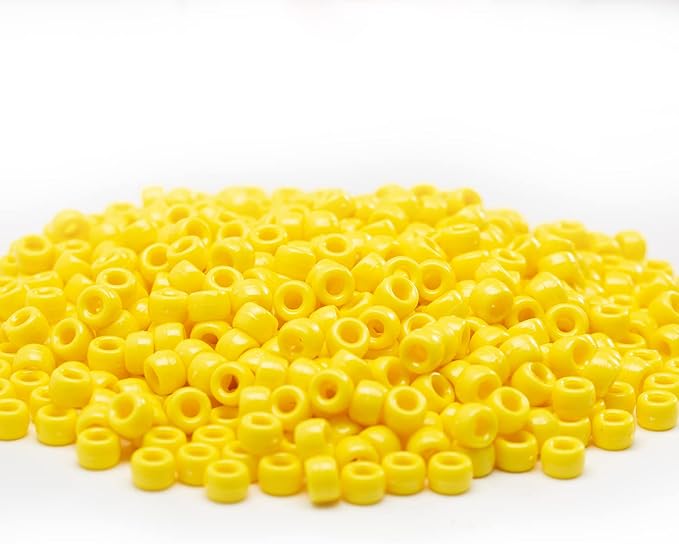 Gxueshan 1000 Pcs Acrylic Yellow Pony Beads 6x9mm Bulk for Friendship DIY Bracelet Necklace Jewelry Making Earring Hair Braiding Kandi Beads