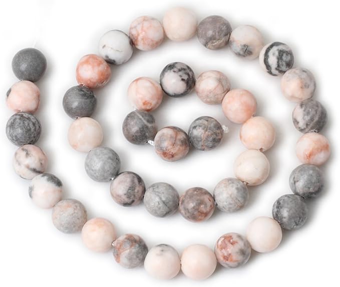 cheavian 35pcs 10mm natural pink zebra jasper round loose beads for jewelry making diy handmade 1 strand 15"