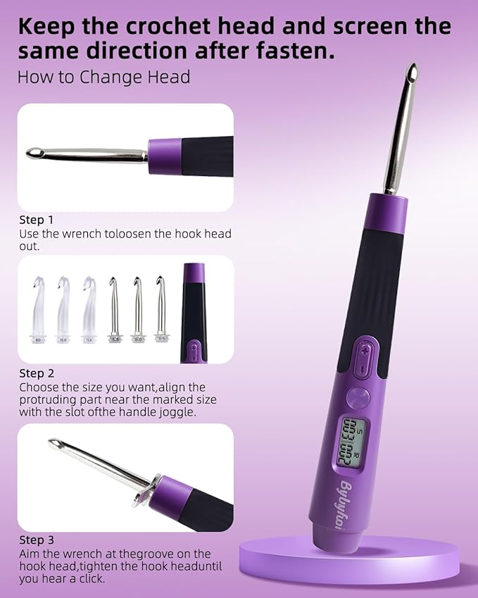 18 Sizes Lighted Crochet Hooks Set 2.0mm~14.0mm, Rechargeable Crochet Hook with Interchangeable Crochet Head, Light Up Crochet Hooks Set with 2 Levels Led for Beginner Knitting Kit Gifts